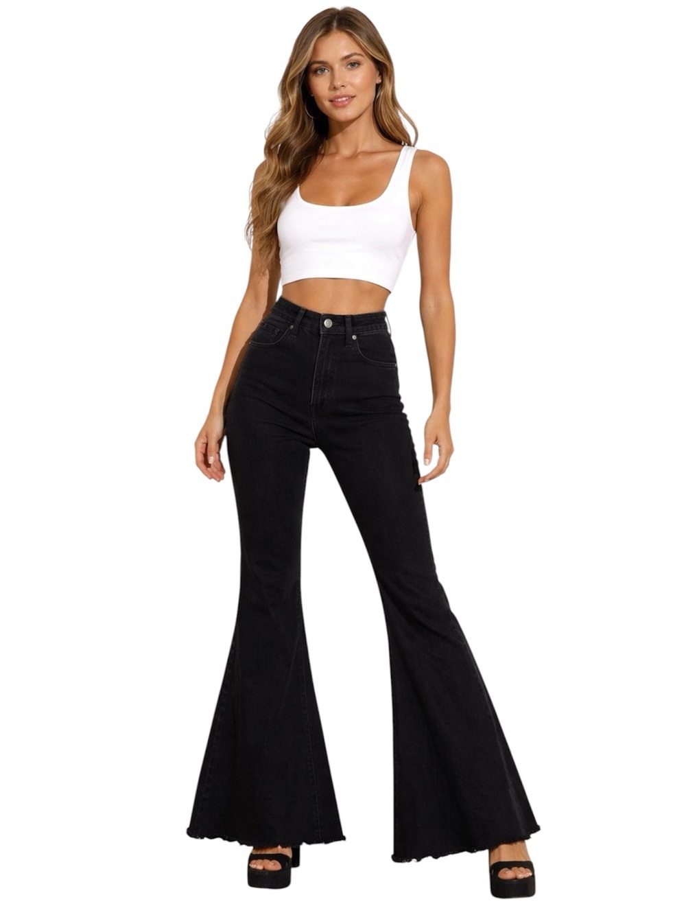 Judy Blue Black Super Flare Bell Bottom Jeans Women’s 13/31 High Rise USA